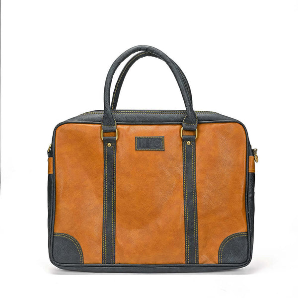 Two-Tone Leather Laptop Bag for Professionals